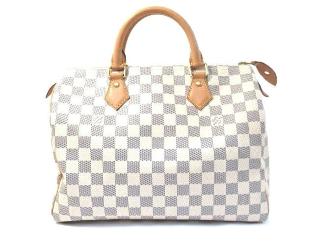 LOUIS VUITTON Damier Azur White Speedy Boston Bag